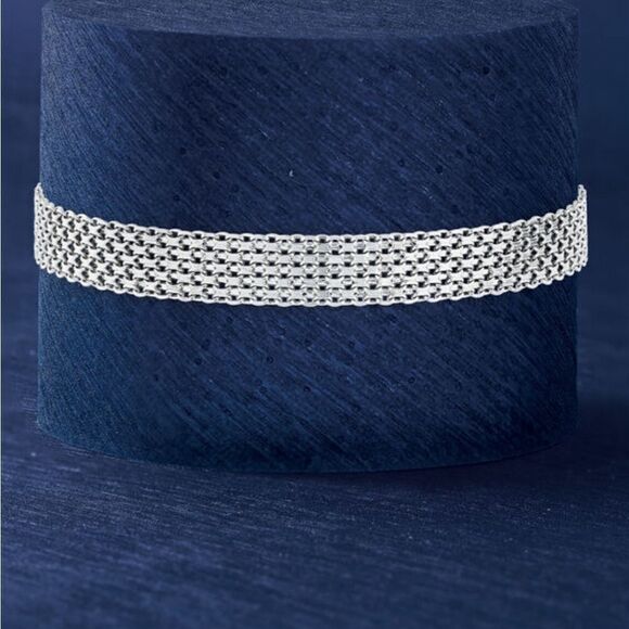 New 925 Solid Sterling Silver Bismark Mesh Chain Bracelet - Picture 2 of 7